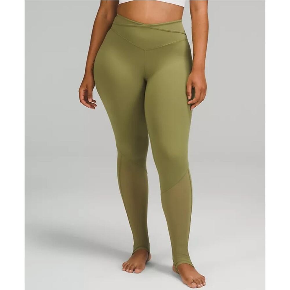 NWT Lululemon Nulu and Crisscross Mesh Stirrup Tight Sz 12 Bronze Green